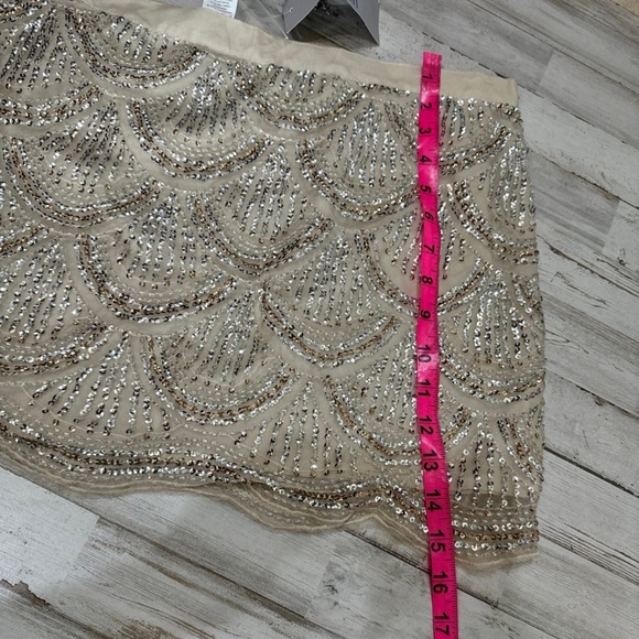 Mini sequin tulle nude color Skirt - Picture 3 of 5